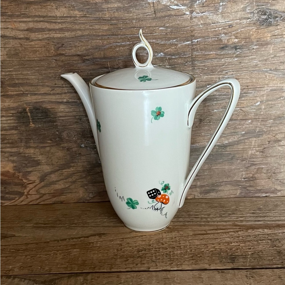 Bavarian Schlottenhof Porcelain Shamrock Teapot Pitcher Coffeepot